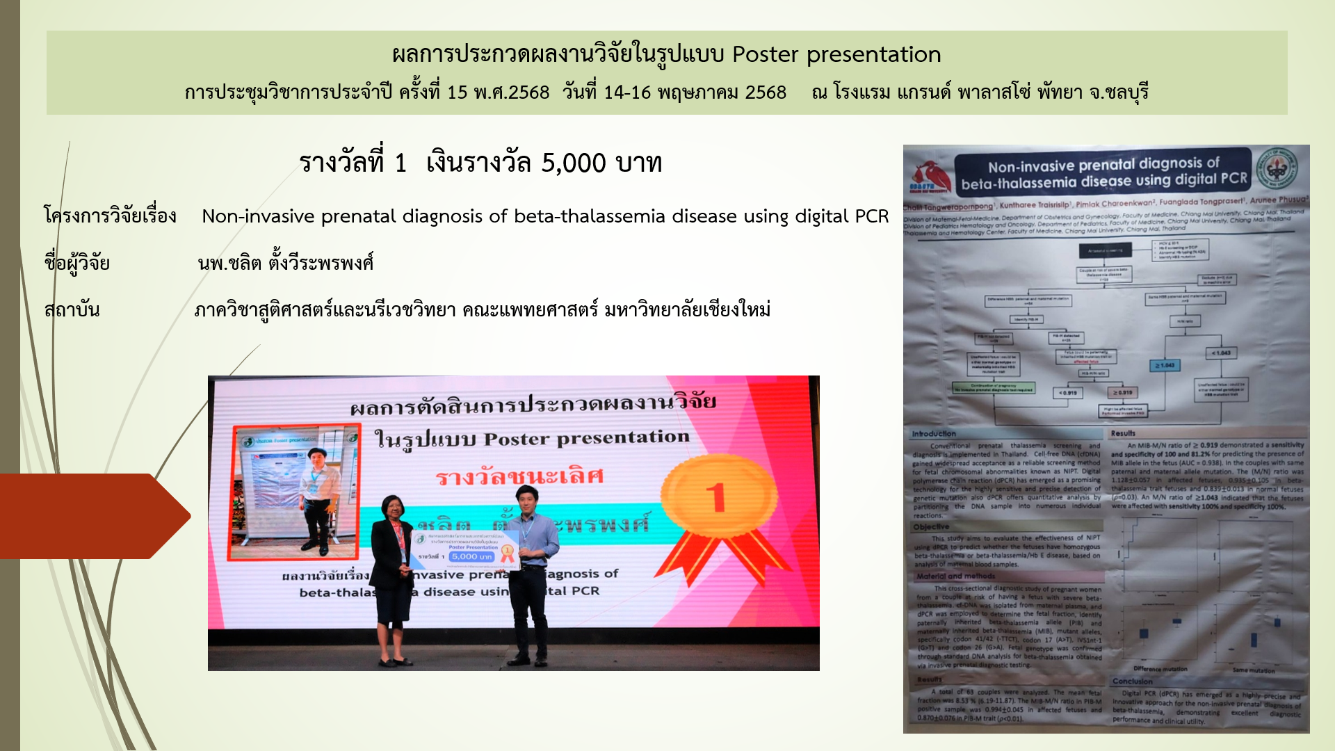  ผลการประกวดโปสเตอร์ และผลงานนวัตกรรม ในการประชุมวิชาการประจำปี ครั้งที่ 15  พ.ศ.2568